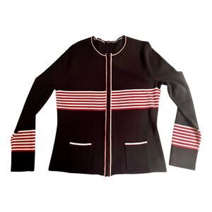 VTG Cyrus Mod SWEATER JACKET Red White Blue Women's Zip Up Top Size LG Patriotic